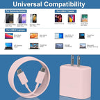 USB-C Super Fast Charger 45Watt Type C Android Phone Charging Block with 10FT Cable for Samsung Galaxy S26 S25 S24 S23 Ultra/S26 S25 S24 S23 S22 S21 S20/Note 10/20-Pink