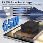 65W Super Fast Charger Type C for Samsung,3 Port 100W Quick Charging 3.0 USB C Block & 3/6/10/10FT Braided Type C Cord for Samsung Galaxy S26 Ultra/S26/S25 Ultra/iPhone 17 Pro/MacBook Pro/Air-Pink