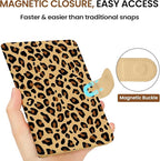 Passport Holder for Travel Essentials, RFID Blocking Leather Cover Wallet with Magnetic Closure, Aesthetic & Cute Passport Book Case for Women and Men - Leopard