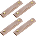 uxcell 4Pcs Handbag Handle Wrap Covers, PU Leather Luggage Grip Protector for Suitcases, Shopping Bag (13x10cm, Apricot)