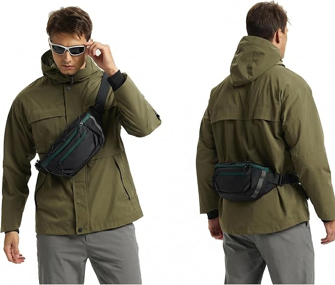 Travel Fanny Pack 3L, Crossbody Adjustable Strap, Padded Back, Water Repellent