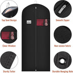Univivi 60 Inch Lightweight Long Garment Bag for Hanging Clothes, Breathable Full Zipper Gown Dress Cover Bag with Clear Window and ID Card Holder for Suits, Long Dress, Coats -10 Pack