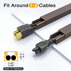Delamu 157in Cord Covers for Wires on Wall, One-Cord Cord Hider, TV Cord Hider for Wall Mounted TV, Wire Hider Wire Covers for Cords on Wall, Cable Management for Home & Office, W0.55 H0.4in, DarkWood