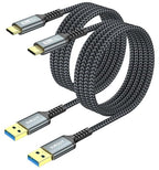 SUNGUY 2-Pack 5FT USB C 3.1 Gen 2 Braided 3A Fast Charging & 10Gbps Data Transfer USB C CarPlay Cable for iPhone 17/16/15 Pro Max, Galaxy S22 S21 Note 20, Pixel 6 5
