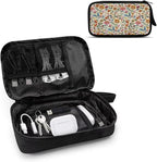 Bohemia Flower Print Electronics Organizer, Travel Cable Organizer bag, Portable Cord Storage/Charger Storage/Cable Storage, Compact Tech Bag & Charger Case