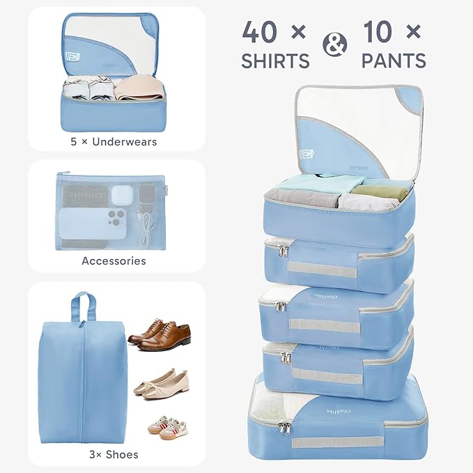 10 Set Packing Cubes for Travel, Gifts for Women Mom,Anti-Tearing Suitcase Organizer,OlarHike Vacation Essentials & Accessories for Cruise Ship