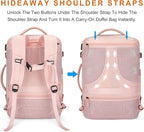 Lumesner Carry on Travel Backpacks, Extra Large 40L Flight Approved Bag for Men & Women,Expandable Suitcase Backpack With 4 Packing Cubes,Water Resistant Luggage Daypack Business Weekender Bag, Pink