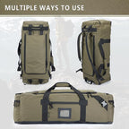 105l Large Duffel Bag For Travel, Gym & Sports - Water Repellent Polyester, Hidden Straps, Shoe Compartment - Perfect Luggage Duffle Bag Or Backpack For Men & Women