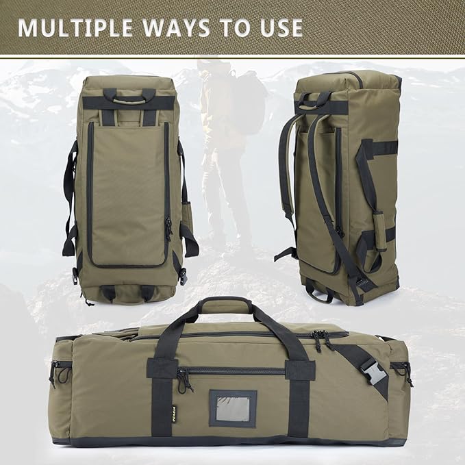 105l Large Duffel Bag For Travel, Gym & Sports - Water Repellent Polyester, Hidden Straps, Shoe Compartment - Perfect Luggage Duffle Bag Or Backpack For Men & Women