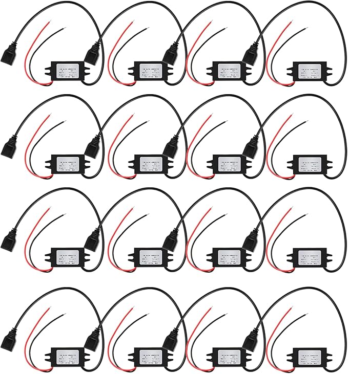 Weewooday 16 Pieces 12v to 5v Dc Converter Buck Module USB Output Power Adapter Dc Car Power Converter Regulator