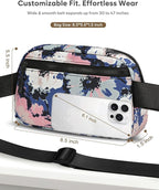 Pritent Fanny Packs for Women Cross Body Bag Waterproof Belt Bag with Adjustable Strap and Zipper Back Pocket Small Crossbody Bags Fashion Waist Packs for Workout Travelling(Watercolor Print)