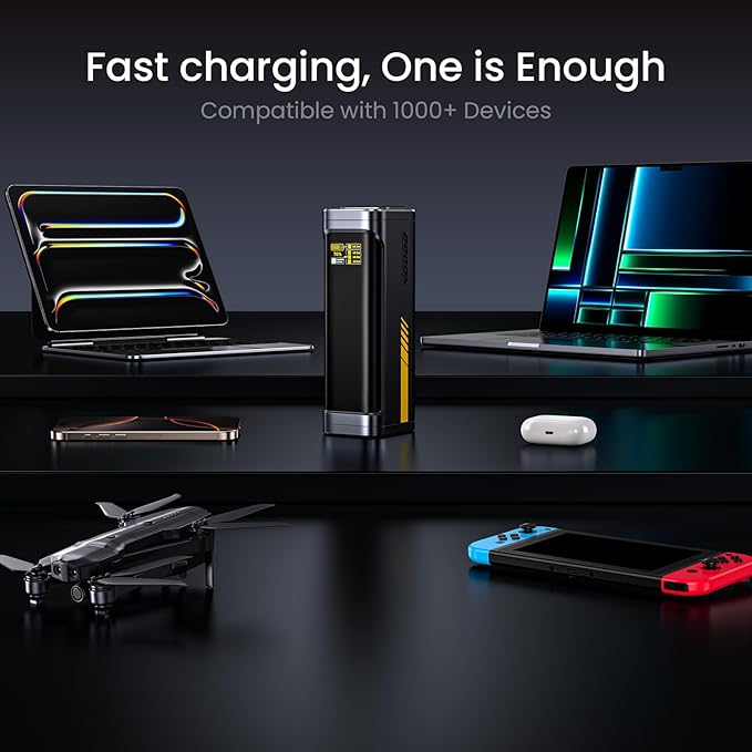 AOHI 140W PD3.1 Laptop Power Bank 40000mAh Fast Charging Station, The Future Starship 2 in 1 Camping Large Portable Charger for MacBook Pro/Air, iPad Pro, iPhone 16 Pro Max,Galaxy,Steam Deck, Grey