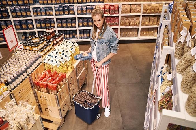 reisenthel carrycruiser Dark Blue - Portable Shopping Trolley with Sturdy Aluminum Frame, Shoulder Strap and Removable mesh Inner Bag -Water-Repellent
