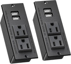 2-Pack Recessed Power Strip Desktop Power Grommet Conference in Desk Outlet Power Socket 2 Outlets &2 USB Ports 10 FT Extension Power Cord, ETL Listed