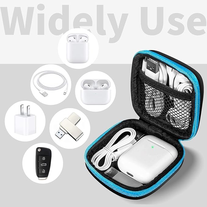 Earbud Case Portable EVA Carrying Case Storage Bag Cell Phone Accessories Organizer with Carabiner for Wired/Wireless Headphones, SD Memory Card, Camera Chips(Square, 5 Pack)