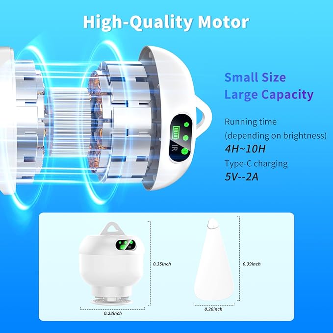 Rechargeable Tent Fan, Portable Hanging Camping Fan with LED Light & Remote, 8000mAh Battery Powered, 3 Speed with Timer for Outdoor, RV, Canopy, Beach, Patio & Gazebo