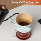 Pour Over Ceramic - Coffee Dripper Ceramic Coffee Maker with 3 Holes Flat Bottom, Porcelain Slow Filter Cone for Travel, Camping, Office, Home, Coffee Maker Brew, Green