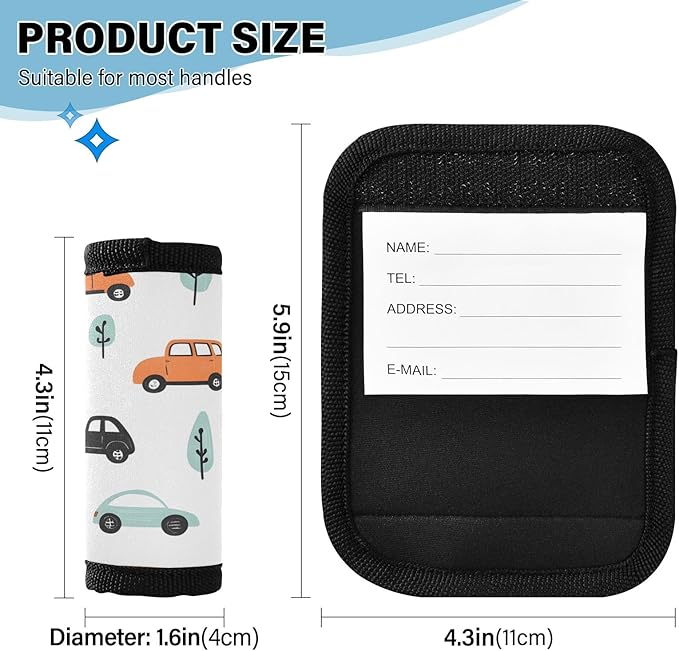 Cars Tree Luggage Handle Wrap for Suitcase Luggage Tags Handle Covers Identifiers Soft Decorations Travel Accessories 2 Pack