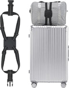 Travelkin Luggage Straps for Suitcases, Luggage Bungee Straps for Attaching Bags, Travel Essentials for Suitcases Add a Bag (Black)