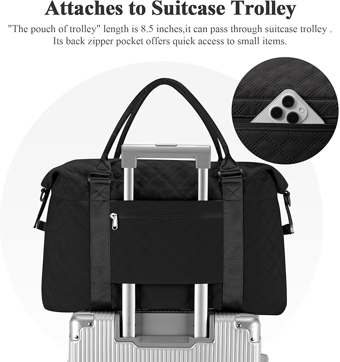 HYC00 Travel Duffel Bag,Carry-on Overnight Weekender Bags for Women,Sports Tote Gym Bag with Wet Pocket