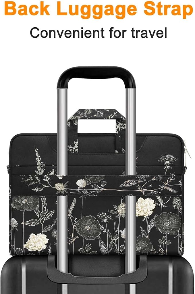 MOSISO Laptop Bag for Women 17.3 inch, 17-17.3 inch Computer Bag Compatible with MacBook, HP, Dell, Lenovo, Acer, Asus, Notebook, Laptop Messenger Shoulder Sleeve with Strap, Retro Flower
