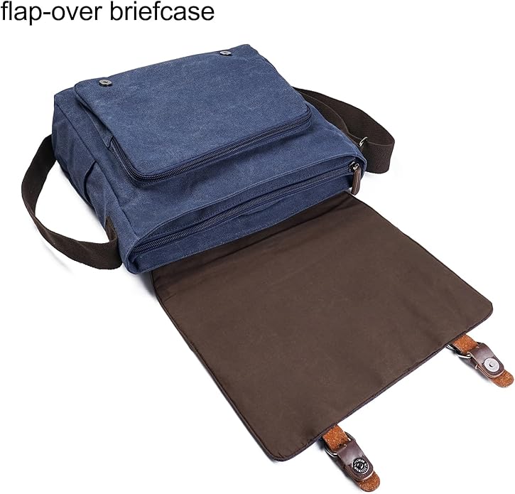 Evergoo Vintage Messenger Bag Unisex Shoulder Bags Canvas Satchel Cross Body Work Satchel Briefcase for 15.6 Inch Laptop