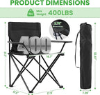 2 Pack Portable Camping Chairs Folding Lawn Chair Outdoor Lightweight Beach Chair with Cup Holder & Carry Bag for Outside Sports, Fishing, Hiking, Travel, Picnic, Backyard (Black-Dark)