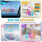 XONTEUS 4 Pcs Pop Tubes Giraffe Travel Airplane Road Trip Car Activities Essential ,Telescopic Suction Cup Sensory Fidget Toys,Screen-Free Activity for Boy & Girl , Stocking Stuffers for Kids