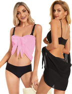 CHICGAL 2 Pieces Women Beach Sarong Bathing Suit Wrap Skirt Sheer Bikini Swimsuit Cover Ups for Swimwear