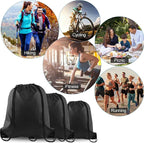 PLULON 15 Pcs Black Drawstring Bags, Drawstring Backpack Bulk, Classic Gym Backpack Bags for Yoga Traveling Outdoor Sports