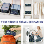 BAGAIL 8 Set Packing Cubes Luggage Packing Organizers for Travel Accessories-Navy Leaf