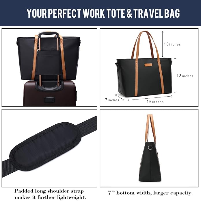 BUG Lightweight Women Laptop Tote Bag for Work, Casual Handbag for Travel Beach College Teacher