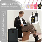 Personalized Initial Luggage Tags for Suitcase TSA Approved, Black Leather Cute Luggage Tag with Privacy Cover Name Card, Embroidered Custom Luggage Tags Travel Backpack Tags Gifts for Women Kids(Z)