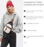 LATMAP 7L Sling Bag For Women Men Backpack Fanny Pack Crossbody Chest Travel Shoulder Belt Bags Purse Handbag PU Leather