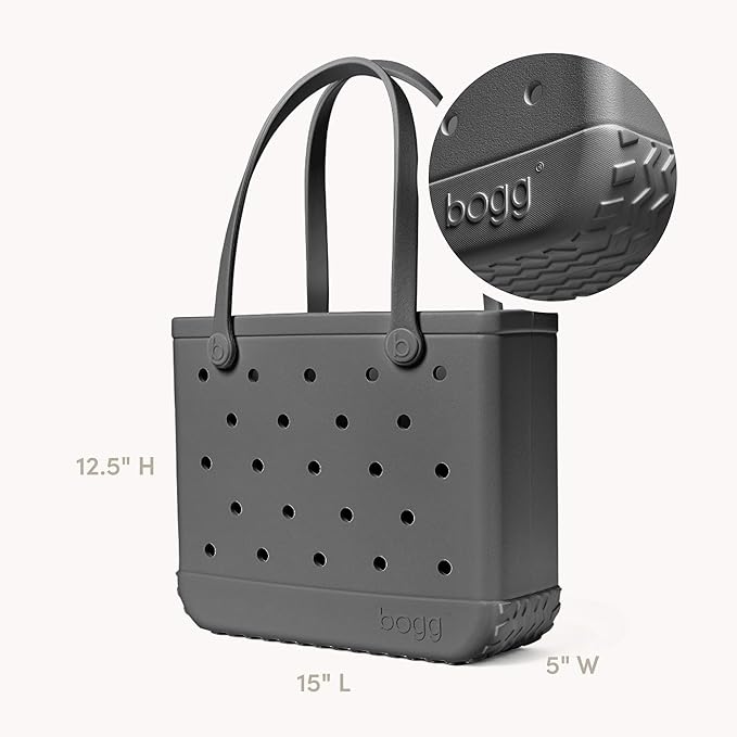 BOGG BAG Medium Tote – 15” x 12.5” x 5” – Durable, Washable, Tip-proof – Beach, Pool, Boat, Work, Sports (Fogg)