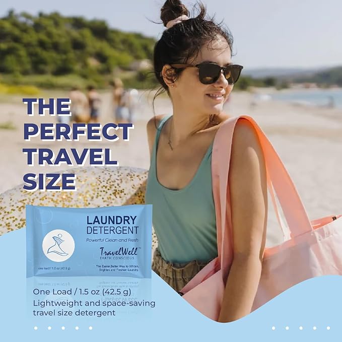 Travelwell Laundry Detergent Powder - Individually Wrapped Bulk Travel Laundry Detergent Packs - Hospitality Cleaning Supplies - Pack of 200, 1.5 oz