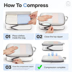 Veken 11 Set Compression Packing Cubes for Travel Essentials,Compressible Expandable Large Luggage Suitcase Organizer Bags for Clothing,Durable Space Saver Storage Bags with Toiletry Bags(White)
