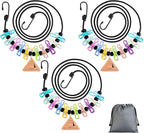 Clothesline Camping Essentials, Elastic Travel Clothes Line Camping Gear for Outdoor Glamping, Cruise and RV Must Haves, 3 Count