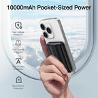 AOGUERBE for MagSafe Portable Charger, 10000mAh Magnetic Power Bank 22.5W Fast Charging, Mini Battery Pack Wireless with LED Display&Foldable Stand for iPhone 17/16/15/14/13/12 Series (Obsidian Black)