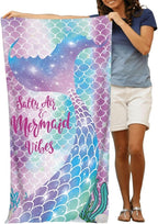 COMFAR Mermaid Microfiber Beach Towels for Girls/Kids Personalized Beach Towels for Toddler/Baby, Cute Beach Towel, Thin Quick Dry Pool Towel 30"x 60"