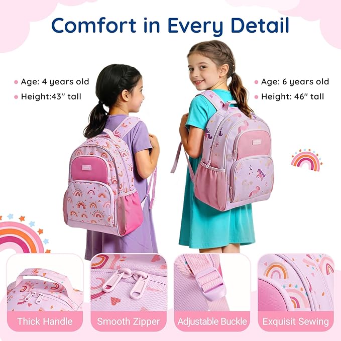 mommore Kids Backpack for Boys Girls 4-8 Kindergarten Elementary School Backpack with Lunch Box - 15” H Fit Folder