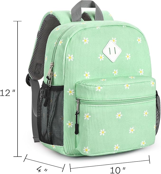 STEAMEDBUN Corduroy Toddler Backpack for Girls Boys 2-4, Kids Preschool Backpack for Kindergarten - Daisy