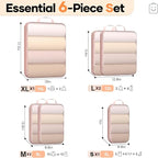 Veken 6/9/11 Set Compression Packing Cubes for Travel Essentials,Compressible Expandable Large Luggage Suitcase Organizer Bags for Clothing,Durable Space Saver Storage Bags(Beige)