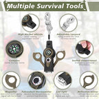 Arrowbash 12 Pack Emergency Survival Whistle 7-in-1 Compass Hiking Survival Safety Whistle with Lanyard Outdoor Multifunctional Tool Ideal for Hiking Camping Rescue Signaling