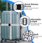 2 Pack Luggage Straps for Suitcases, Adjustable Travel Belt with Double Lock and Quick Release Buckle, Heavy Duty Nylon Bag Packing Strap, Bright Identifiers Business Travel Accessories-White Smiles