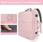 Taygeer Travel Backpack for Women, Carry On Backpack with Water Bottle Pocket & Shoe Pouch, TSA 15.6inch Laptop Mochila Flight Approved, Nurse Bag Casual Daypack for Weekender Business Hiking, Pink