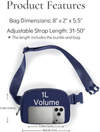 YOSHUYUKI Fanny Pack Crossbody Bag Trendy Waterproof Small Cross Body Purse for Women Men Fashion Waist Packs Mini Belt Pouch Chest Bum Hip Bag Lulu Dupes for Travel Vacation Running True Navy