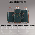 4 Piece Luggage Set, Hardside Expandable Lightweight Suitcase with 360° Mute Spinner Wheels Luggage Sets, TSA Lock, 14/20/24/28 Inch Travel Luggage for Men, Women and Girls (Army Green)