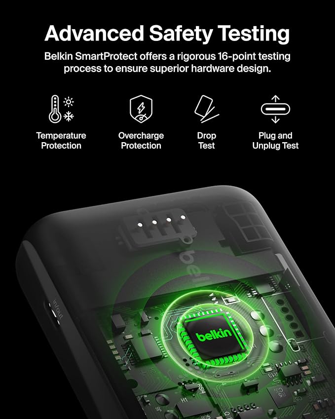 Belkin Portable Charger Power Bank, 3-Port Laptop Power Bank 20000 mAh, USB-A & USB-C Chargers Fast Charging 65W Ports for MacBook, Apple iPhone 17, iPad, Samsung Galaxy S25, Nintendo Switch 2 - Black
