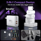 USB C Fast Wall Charger Block, 2Pack 60W USBC Charging Cubes, 5-Port PD+QC Power Adapter Multiport Brick Type C Box Plug for Phone 16/15/14/13/12/11/Pro Max/Plus, Pad Mini/Pro/S25/S24-White+Black